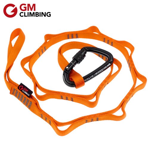 22kN 120cm Climbing Sling Nylon Daisy Chain Rope with Loops and 24kN Carabiner CE / UIAA Hanging Strap Mountaineering Equipment: Set