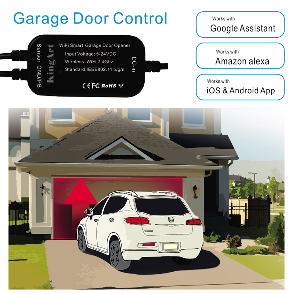 WiFi Smart Opener Smart Wi-Fi Garage Door Controller Remote Control Voice Control for Electric Door Garden Mall Roller Shutter