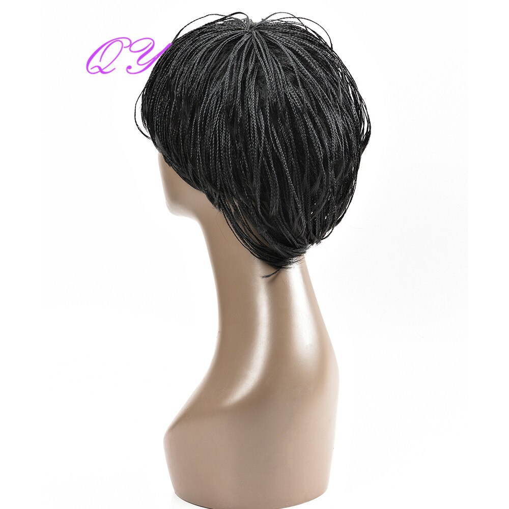 QY Hair Short Synthetic Braid Box Braided Wigs Crochet Braiding Hair Wig High Heat Synthetic Fiber Hair For Black Women