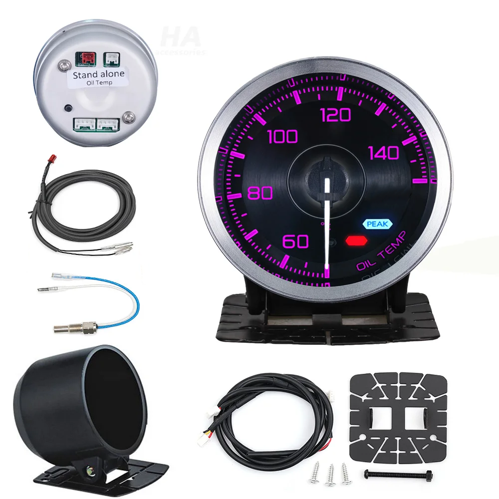 Ha tilbehør 60mm automatisk måler 7 farve def i advance  a1 olietryk turbo boost egt udstødningstemperatur omdrejningstæller vand olietemperatur: Lavendel