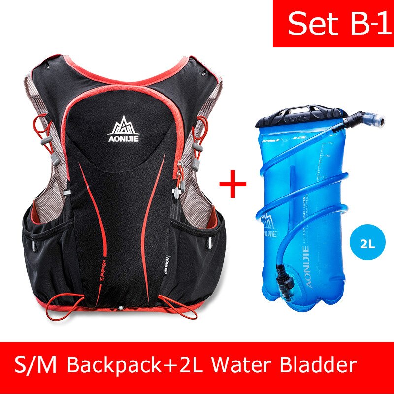 AONIJIE E906 Hydration Pack Backpack Rucksack Bag Vest Harness Water Bladder Hiking Camping Running Marathon Race Sports 5L: E906 Set B-1