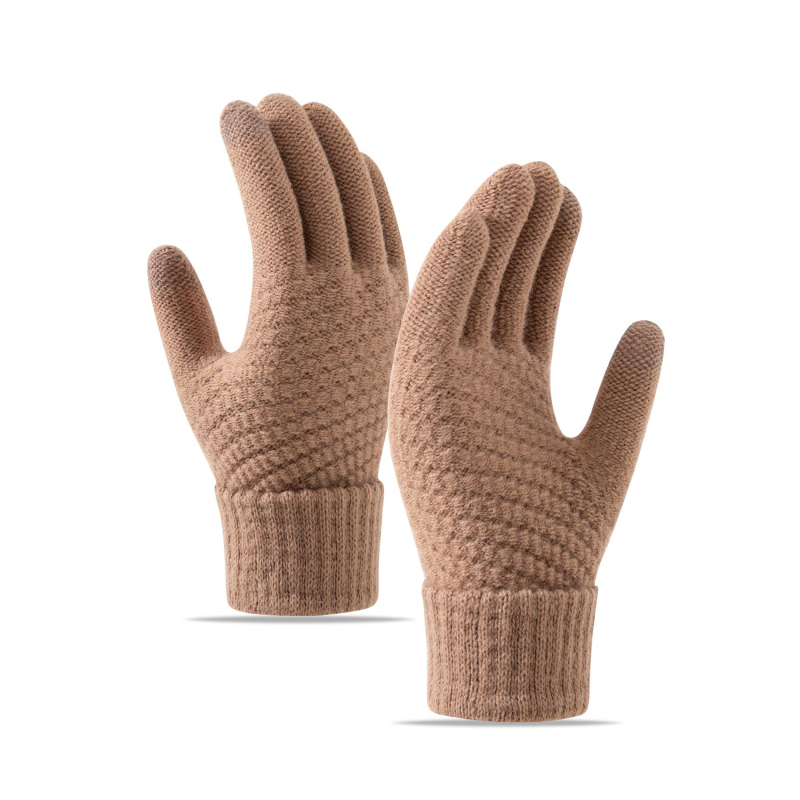 Winter Touch Screen Gloves Women Men Warm Stretch Knit Mittens Imitation Wool Full Finger Guantes Female Crochet Luvas Thicken: Lavender