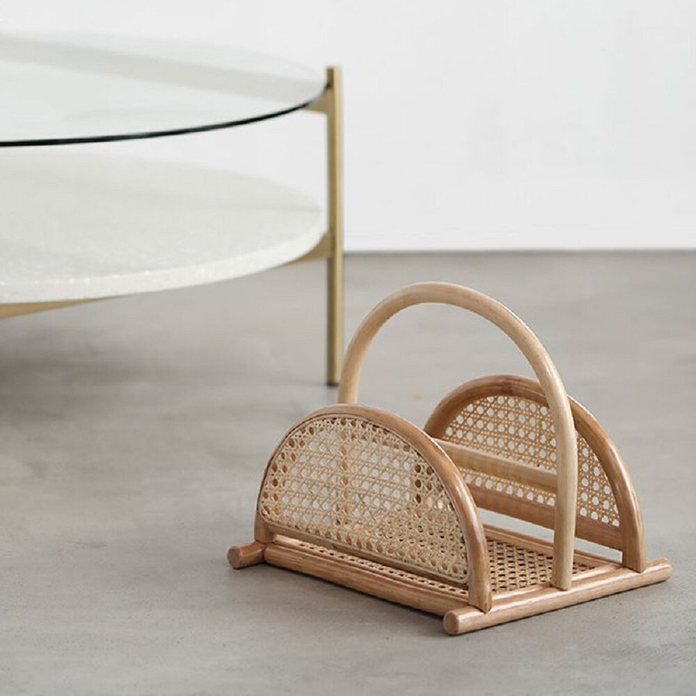 Ratan Racking C Magazine rack real rattan storage rack rattan home... – Grandado