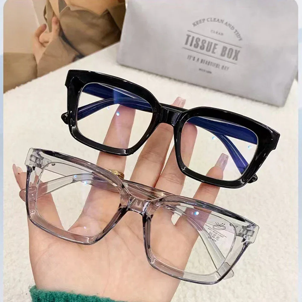 Gafas de protección contra luz azul para mujer, montura de gran tamaño, gafas Vintage, gafas de ordenador, montura completa, gafas transparentes de protección ocular