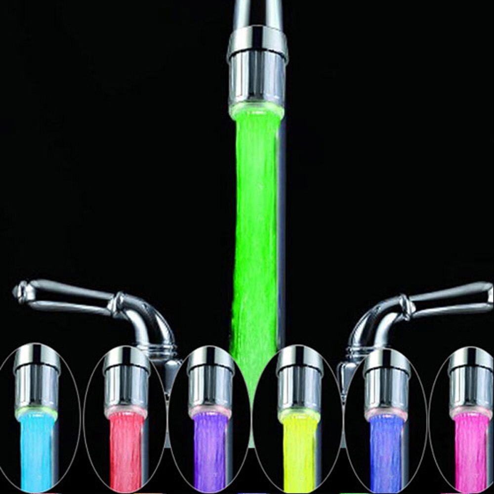 Temperaturkontrol farverig lysende farveskiftende ledningsarmatur mini lysende vandhane ledningsarmatur
