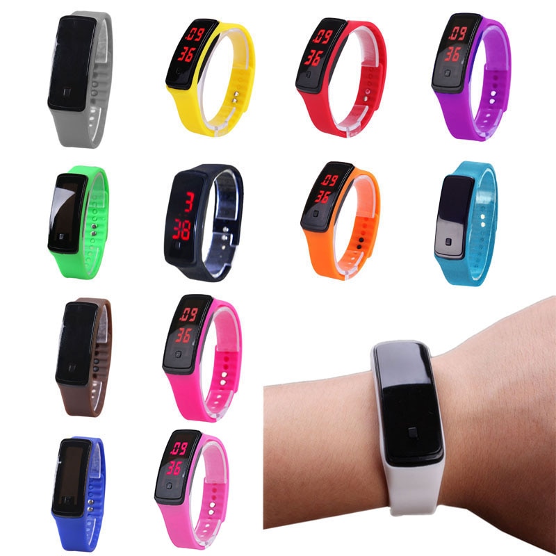 Relojes deportivos LED para mujer, de novedosa, de silicona de Color caramelo con pantalla táctil, relojes digitales, pulsera impermeable, SMA6