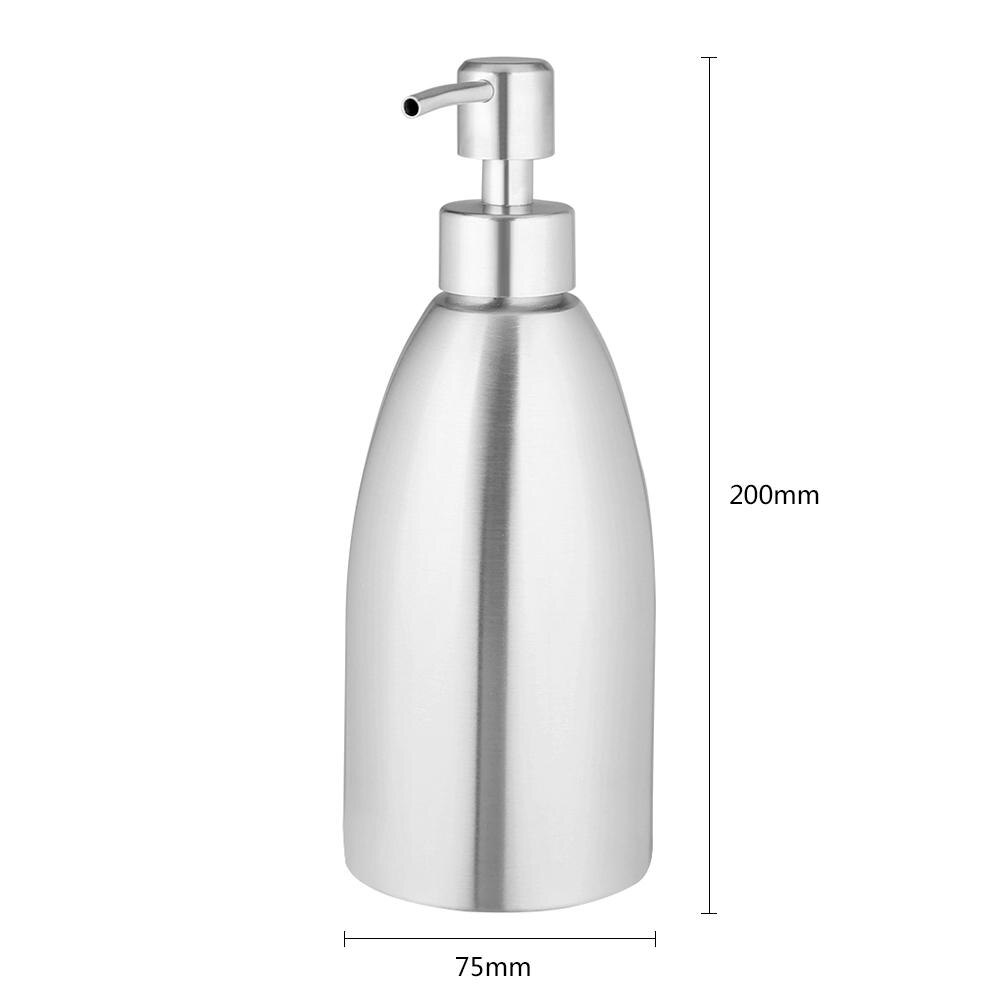 500ml/800ml vask sæbe dispenser indbygget lotion pumpe rustfrit stål flaske til badeværelse køkken flydende sæbe organisator: 500ml 200mm