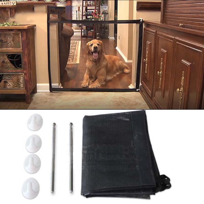 MERTNK Huisdierboxen Magische Poort Voor Honden - Draagbare Opvouwbare Traphekje Safe Guard Huisdierisolatienet Indoor, Pet Safety Gates Eenvoudig Te Installeren Trap-Balusters/150Cmx75Cm