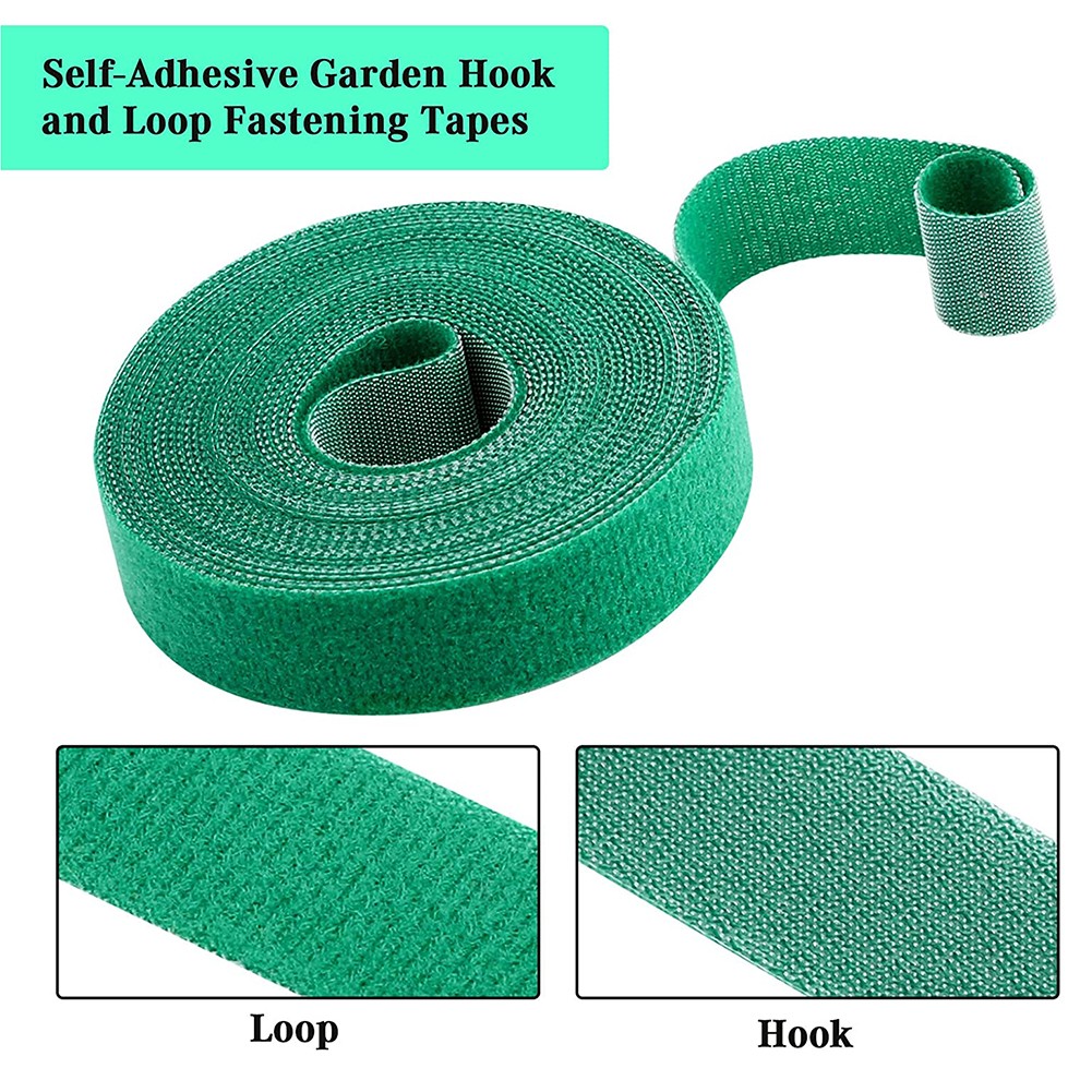 Lazos de nailon para plantas, 5m, lazo de Velcro para jardín, cinta con forma de planta, gancho, lazo de caña de bambú, accesorios de jardín