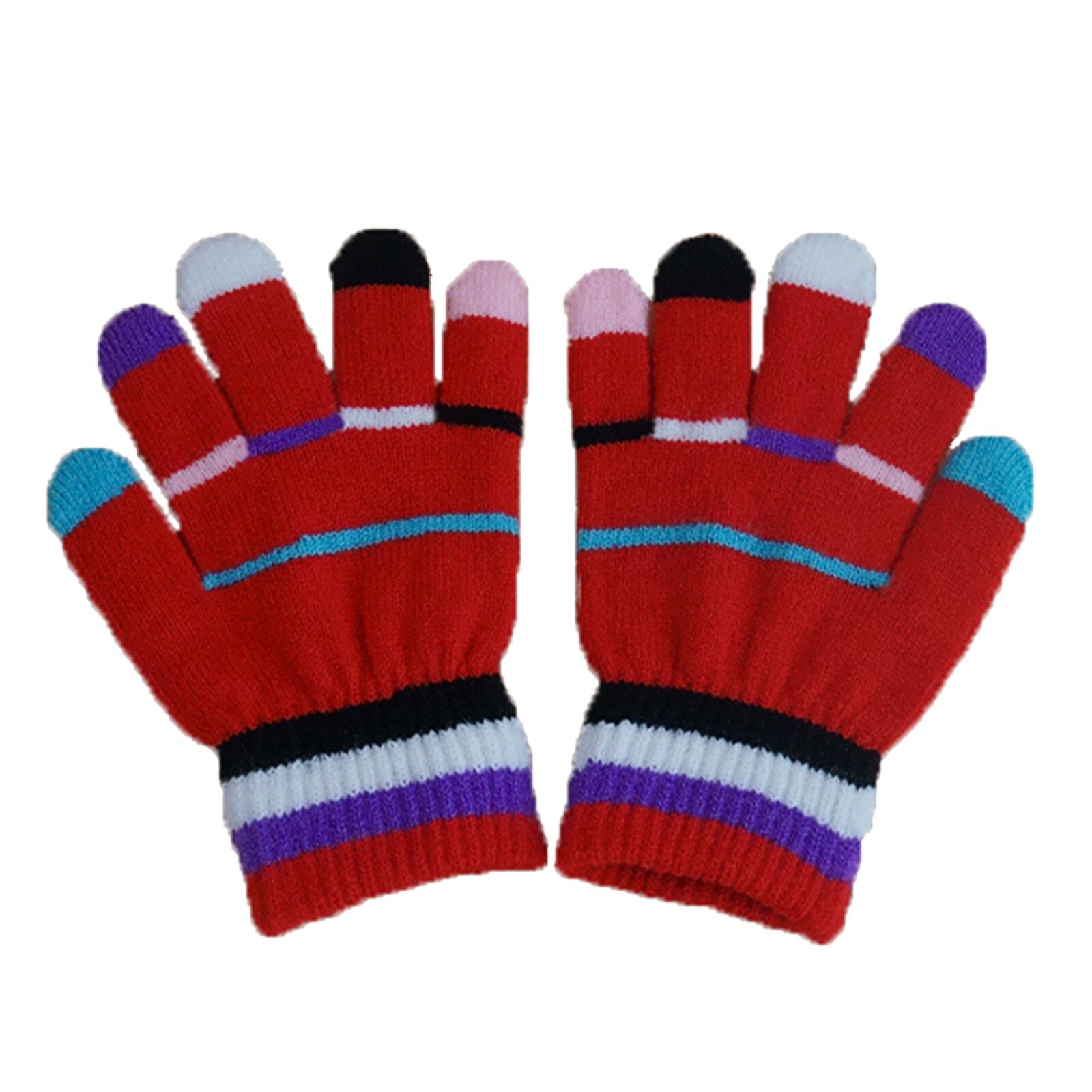 Plus enfants mignon hiver cachemire couleur unisexe garçon filles imprimé tricoté tricoté gants: Red 