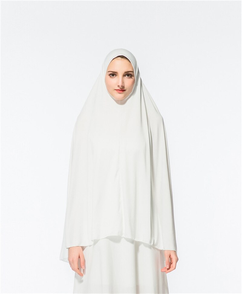 Muslimsk huva stor hijab islamiska kvinnor eid bönomantel arabiska tjejer täcka huvud dyrka huvudduk khimar jilbab bara toppen: Vit / M