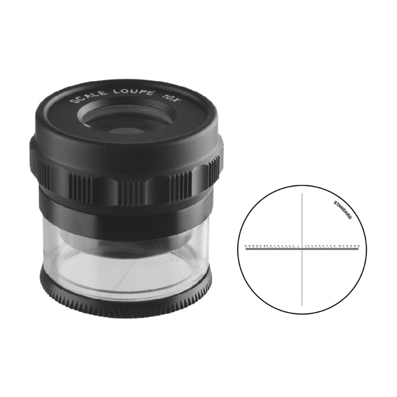 Handmicroscoop Vergrootglas 10X Schaal Juweliers Loep Desktop ABS- Vergrootglas Draagbare Schaallus voor Doek Repareren: Black