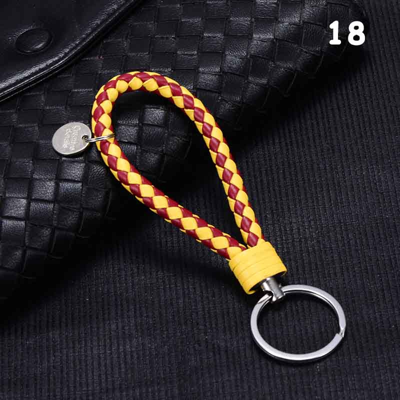 Fatti a mano Intrecciato PU Portachiavi In Pelle Catena Chiave Portachiavi In Metallo Portachiavi Auto Portachiavi Anello chiave Dell'automobile Chiave Pendente Del Sacchetto Accessori Anello: 18