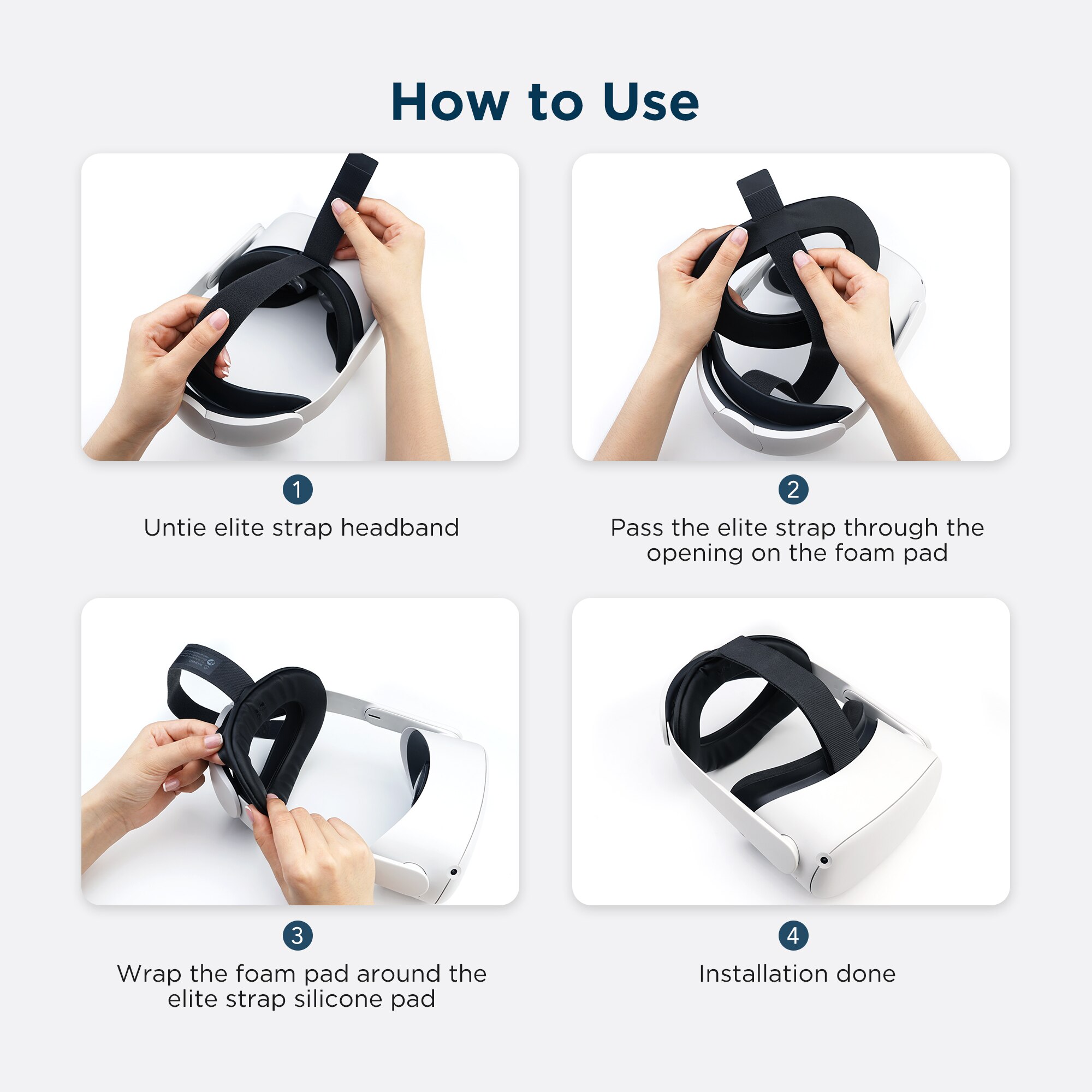 KIWI For Oculus Quest 2 Elite Strap Foam Pad For VR Headband PU leather Comfort Pad Enhanced Support &amp;Comfort