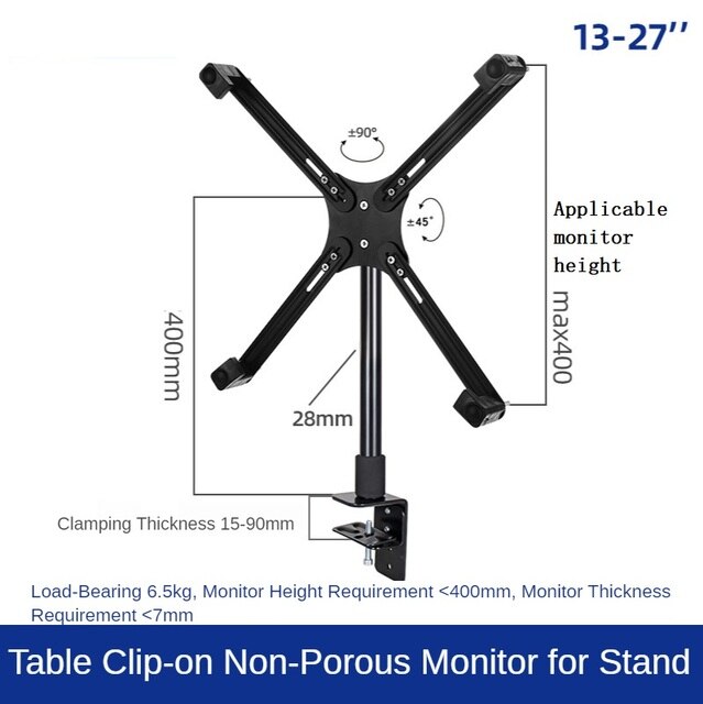 HILLPORT No Mounting Vesa Hole Monitor Desk Stand Accessory 13-27" LCD LED Full Motion Monitor Arm Mount Bracket TV Mount Stand: XJ01 XL101