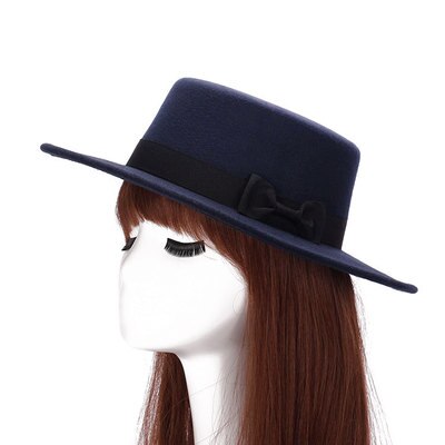 Märkes ull båtägare platt hatt för kvinnor & #39 ;s filt bred brättad fedorahatt laday prok pie chapeu de feltro bowler gambler topp hatt: 2