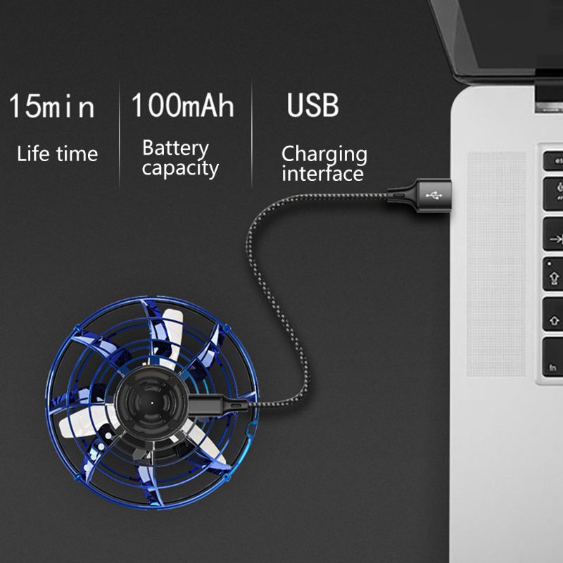 Flynova Flying Spinner 360 ° rotatorio USB carga disco volador operado a mano Drone con luces LED brillantes para juguete para niños y adultos