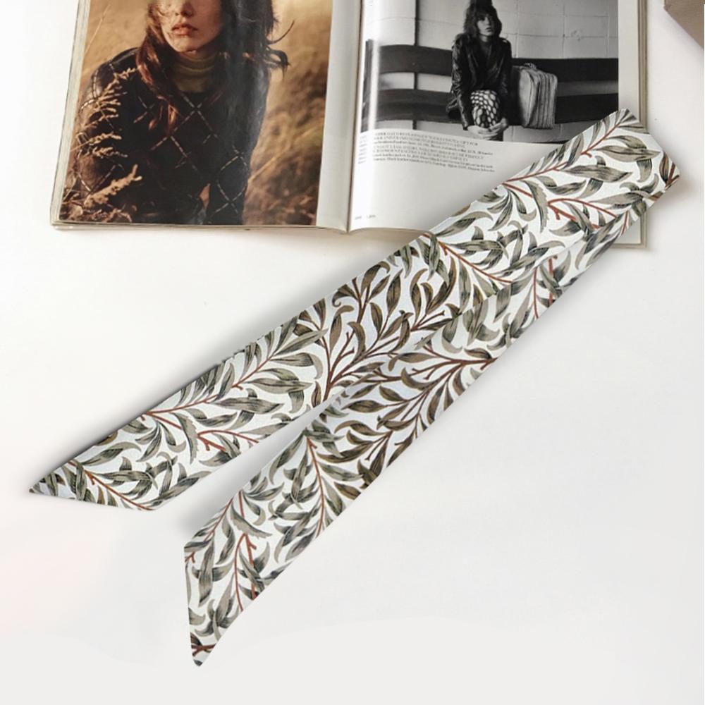 95cm*5cm Women Small Silk Long Scarf Irregular Printed Twill Skinny Scarves Hand Bag Ribbons Cloth Accessories: H
