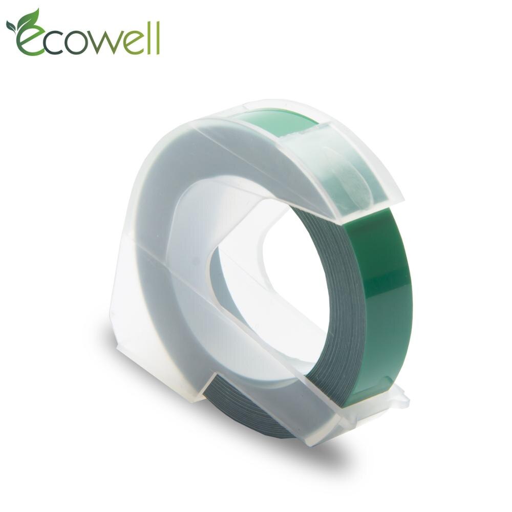 Ecowell 3D Plastic Embossing Tape 9mm compatible for Embossing Label Maker PVC LABEL DYMO 1610 12965 1880 1540 Motex E101: Green