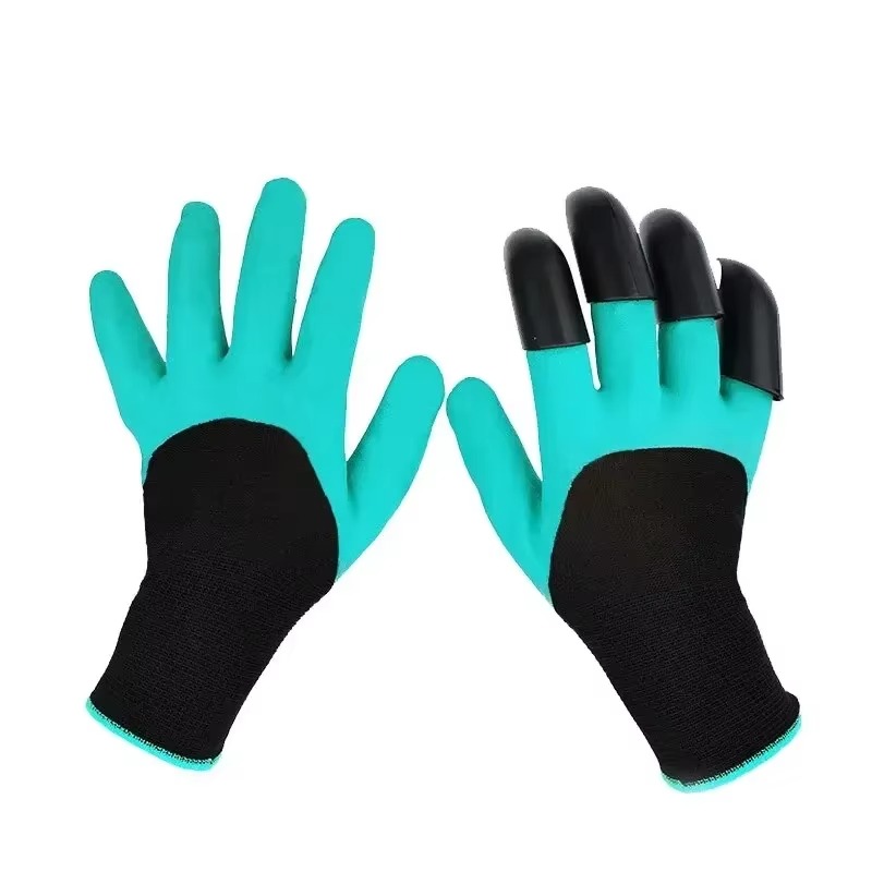 1 Paar Schutzhandschuhe zum Graben und Stechen von Gartenhandschuhen mit Krallen, geeignet zum Gartenarbeiten, Gemüsepflanzen, Blüten: Grau