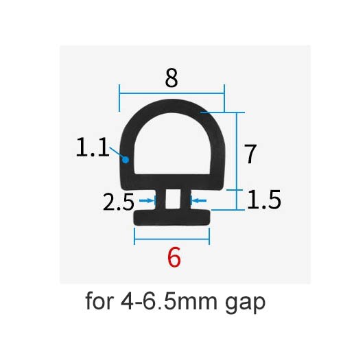 5/10M larghezza inferiore 5/6/7mm strisce di tenuta EPDM ponte alluminio porte/finestre strisce di plastica sigillate finestre e porte a risparmio energetico: 10M / 6mm