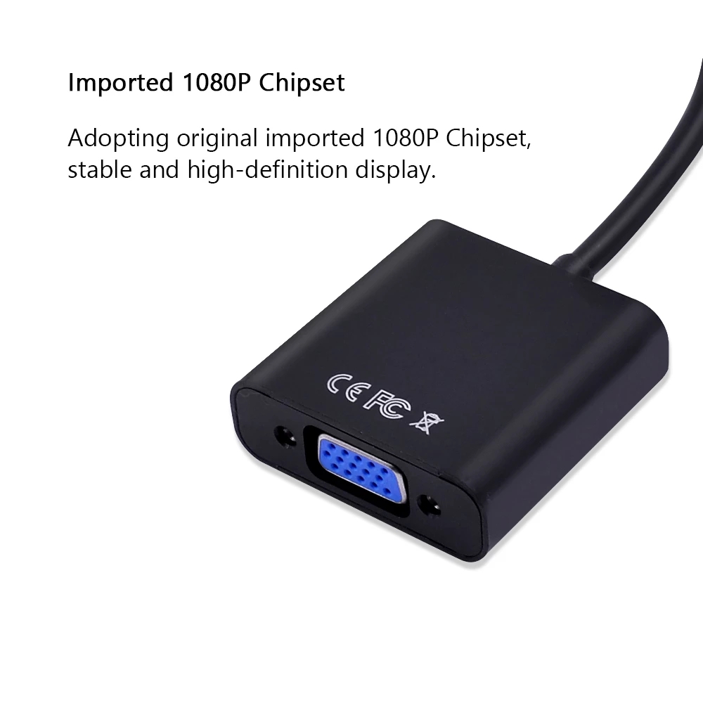 Male Micro HDMI to Female VGA Adapter Active Micro HDMI to VGA Video cable Converter for Laptop Projector HDTV