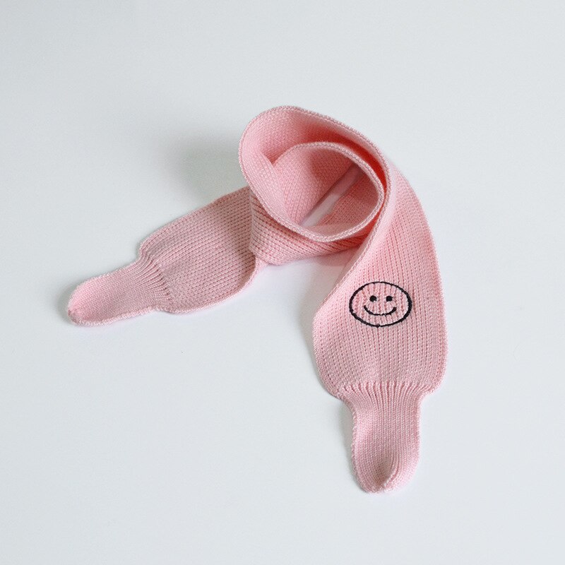 Strikket baby vinter tørklæde varmt ansigt hagesmæk dreng piger voksen efterår vinter neon farve børn vinter slik farve strik tørklæde: Lyserød