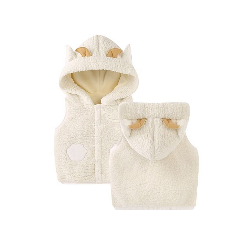 Baby Vest Winter Warm Jongens Meisjes Kleding Baby Vest Mouwloze Jas Cartoon Fleece Hooded Bovenkleding Vest: w / 12M