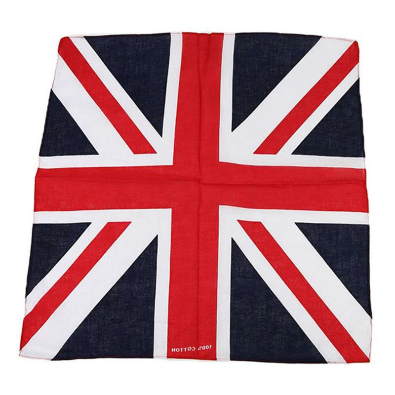 54X54Cm Unisex Britse Vlag Union Jack Biker Vierkante Bandana Voetbal Fans Carnaval Katoen Hoofd Wrap Hip Hop dansen Zakdoek