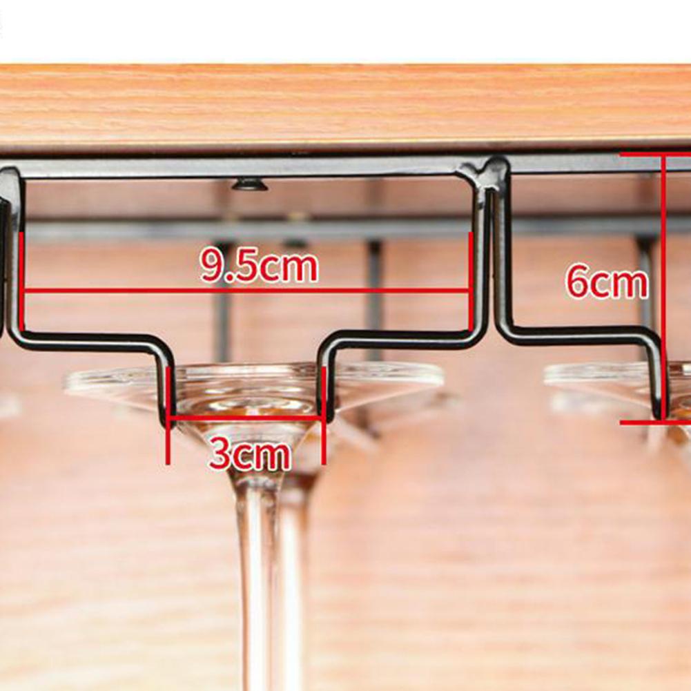 Durable Wine Glasses Holder Bartender Stemware Hanging Rack Under Cabinet Stemware Organizer Glass Goblet Iron Rack Bar Tool
