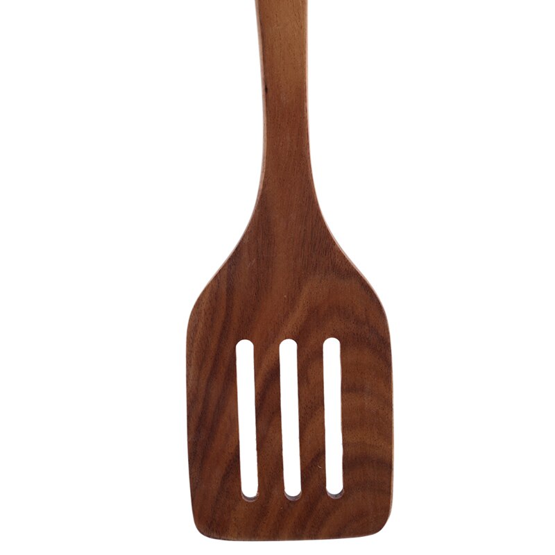 Teak Wood Turner Long Handle Spatula Kitchen Turner Non Stick Cooking Utensils Wooden Spatula Slotted Turner Set Wooden Utensils