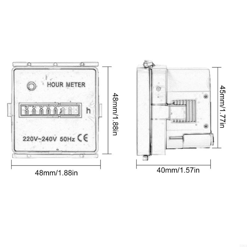 Industrial Hour Meter 220V-240V 50Hz Timers Counter Air Conditioner Hourmeter Timing Gauge for Air Conditioning Machinery