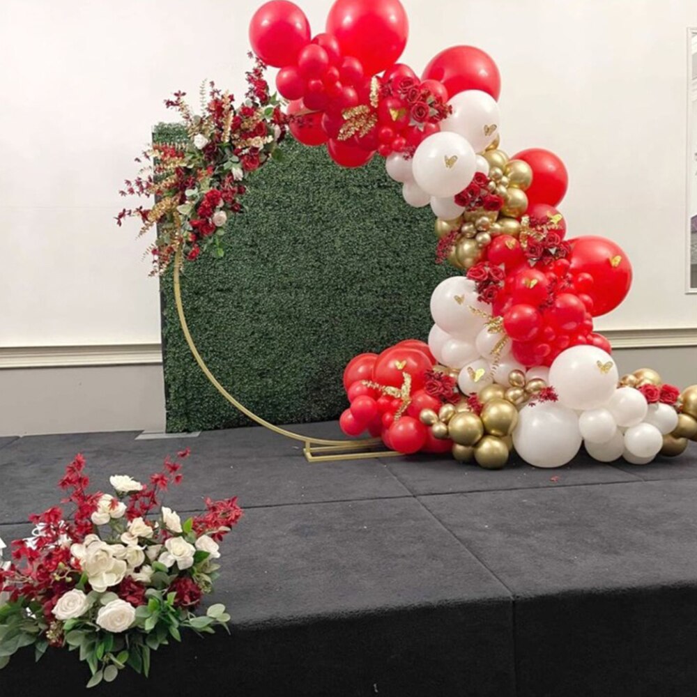 128pcs Red Balloon Garland Kit Gold Chrome Latex Balloon Matte White Red Globos for Valentines Wedding Birthday Party Decoration