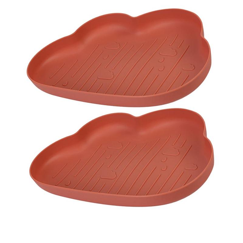 2PCS Cloud Shape Snack Dish Candy Fruit Plate Dry Food Plate Bowl Plastic Serving Plate for Home: Brick red