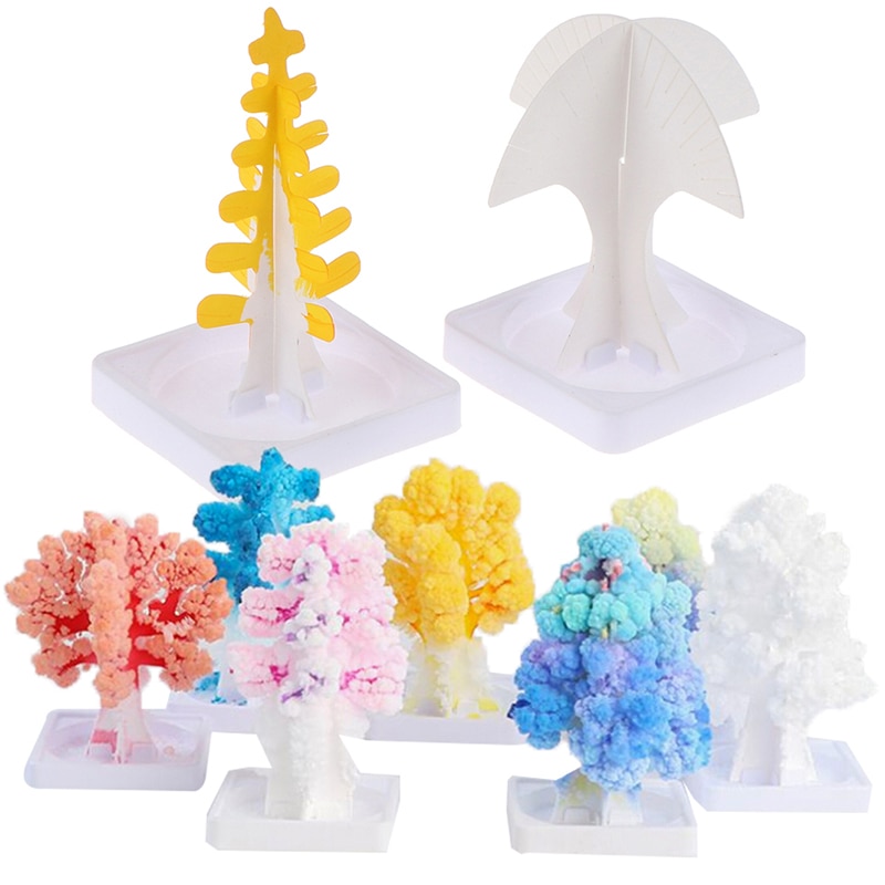 1Pc Mini Visual Magic Artificial Sakura Trees Decorative Growing DIY Paper Tree Novelty Baby Toy Flower Tree Exploring