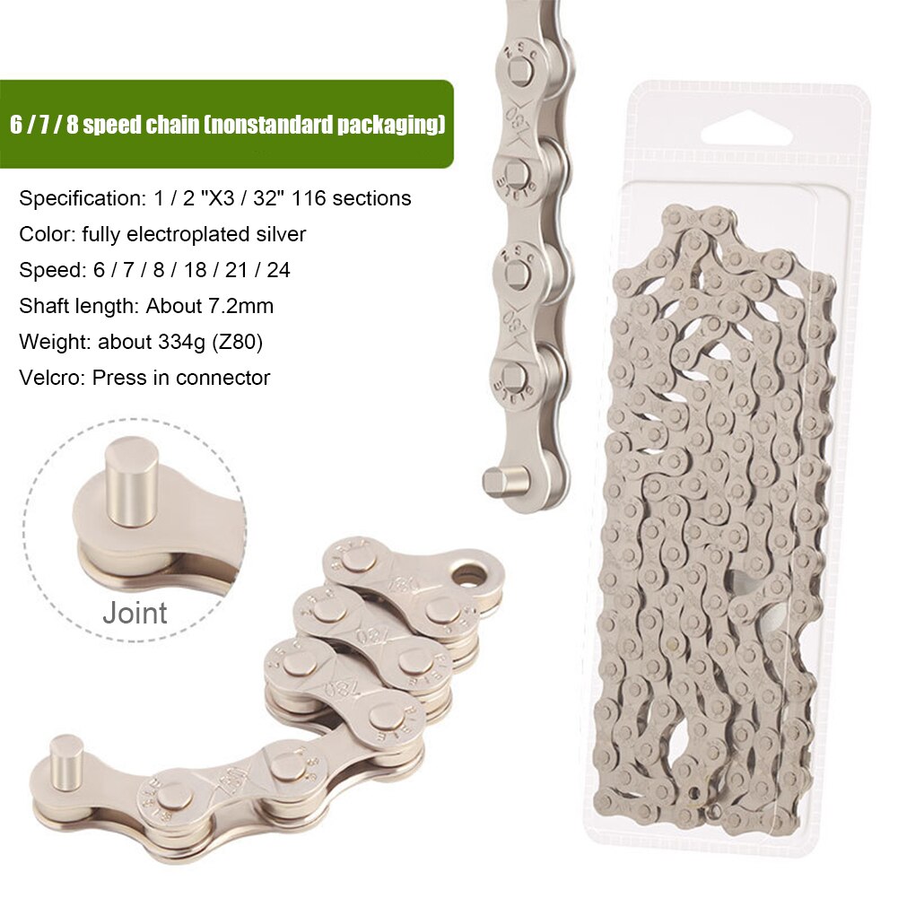 1/8/9/10/11 Speed Bicycle Chains Titanium Plated Ti Gold Silver Mountain Road Bike MTB Chain Part Cycling: 6 7 8s