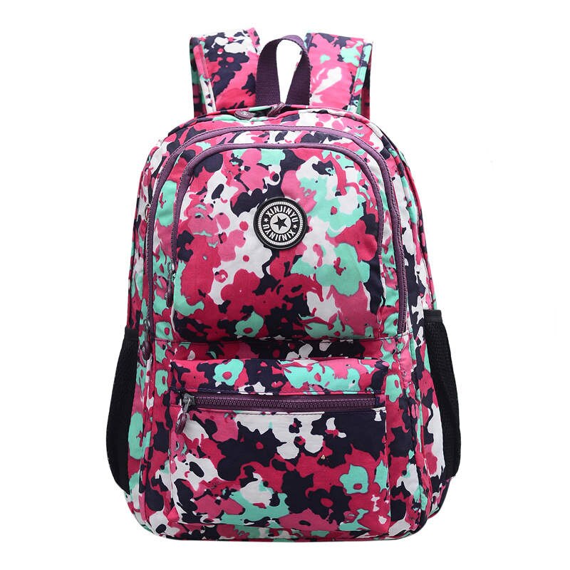 Nylon stof rygsæk kvinder mænd stor kapacitet rygsække studerende notesbog taske mandlige kvindelige mochila: Camo
