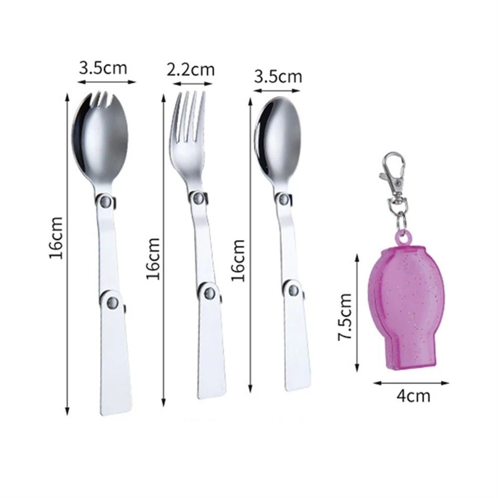 Aufbewahrungsbox für Campingausrügestochen, kreativer tragbarer Klappgabel aus Edelstahl 304, Campinggeschirr, Taschenlöffel, Klapplöffel