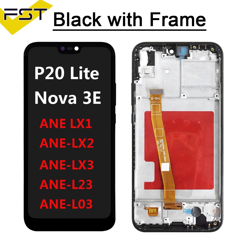 Tela lcd + touchscreen para huawei p20, tela para celulares huawei p20 EML-L09C EML-L29C/p20 lite nova 3e/p20 pro CLT-L09 CLT-L29 montagem do digitalizador: P20 Lite with Frame