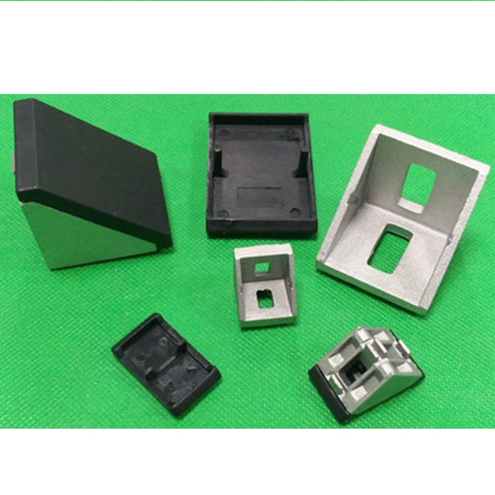 Conector de aluminio con tapa para perfil de aluminio Industrial, accesorio de soporte de esquina, color negro, , 3030, 4040, 10 Uds.