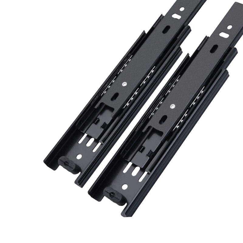 Glissières de tiroir à tampon en métal 10-22 pouces, largeur de voie 45mm, Rail silencieux à trois sections, raccords de quincaillerie pour meubles