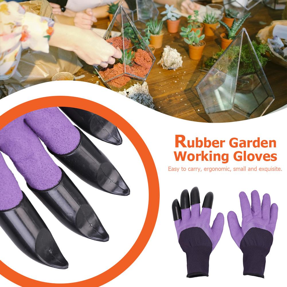 Guantes de jardín con garras de plástico ABS, guantes de goma para jardín, jardinería, excavación, plantación, herramientas de uso doméstico resistentes al agua para exteriores: Purple