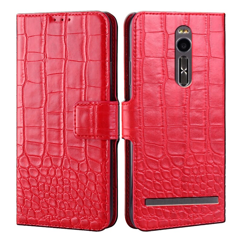 Leather Case for Asus Zenfone 2 ZE551ML ZE550ML Z008D Z00AD Z00ADA Z00ADB Cover Case Wallet Flip Coque Card Slot Soft Coque: ZE550ML / 6Red