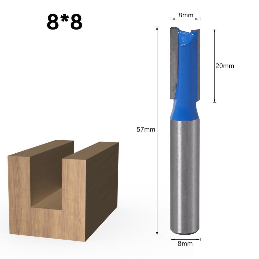 VACK 8mm Shank Straight Woodworking Router Bit Set Carpenter Wood Milling Cutter 6/8/10/12/14/18/20mm Diameter: 8x8mm