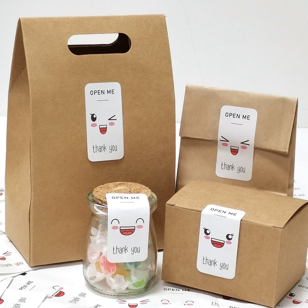 100pcs Stickers Seal Label Open Me Thank You Sticker Small Business Merchandise Decoration Handmade DIY Jewelry Packaging