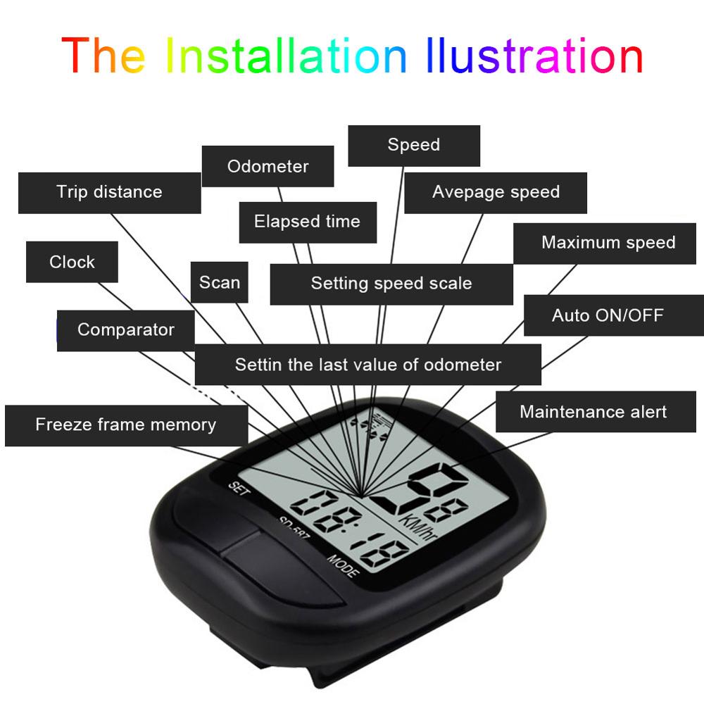 Bike Speed Meter Digital Bike Computer Multifunction Waterproof Sports Sensors Bicycle Computer Speedometer Odometer Stopwatch