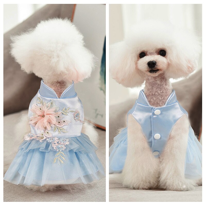 Satin Pet Clothes Princess Wedding Dog Dress for Small Dogs Summer Yorkshire Costume Tutu Skirt for Cat 10A