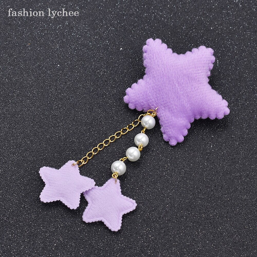 Grampo de cabelo da moda, grampo de cabelo de estrela para meninas lolita com borla longa, pingente de pérolas artificiais, decoração do cabelo