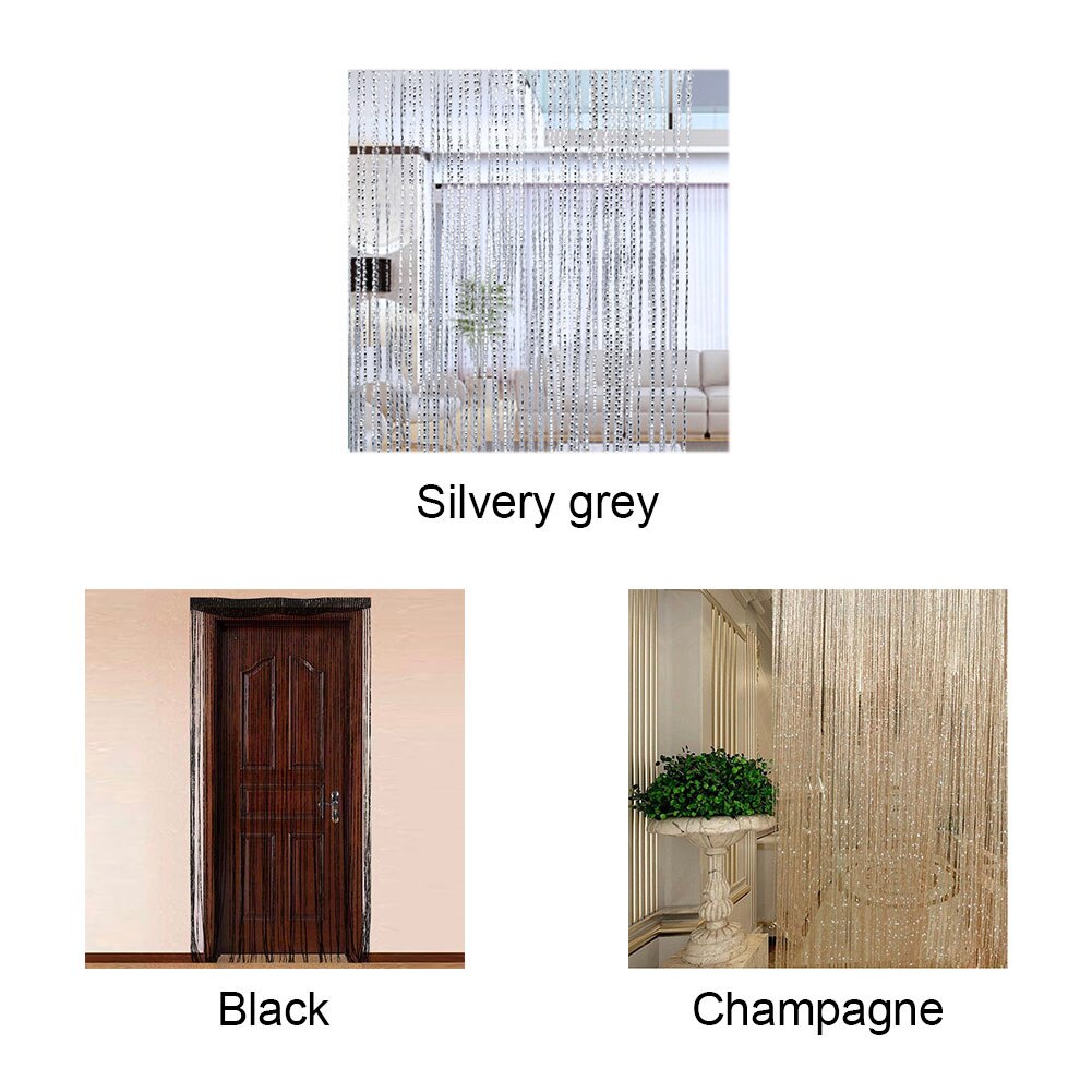 Luxury String Curtains Door Shiny Patio Bedroom Fringe Fly Screen Hanging Room Divider Window Wedding Home Decor