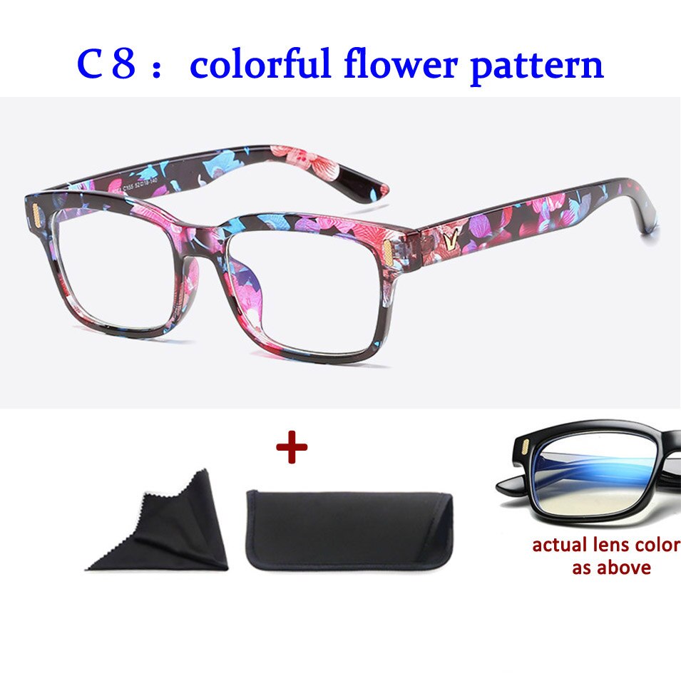 Anti Blue Rays Computer Glasses Men Blue Light Gaming Glasses Protection Spectacles Blue Light Blocking: colorful flower patt